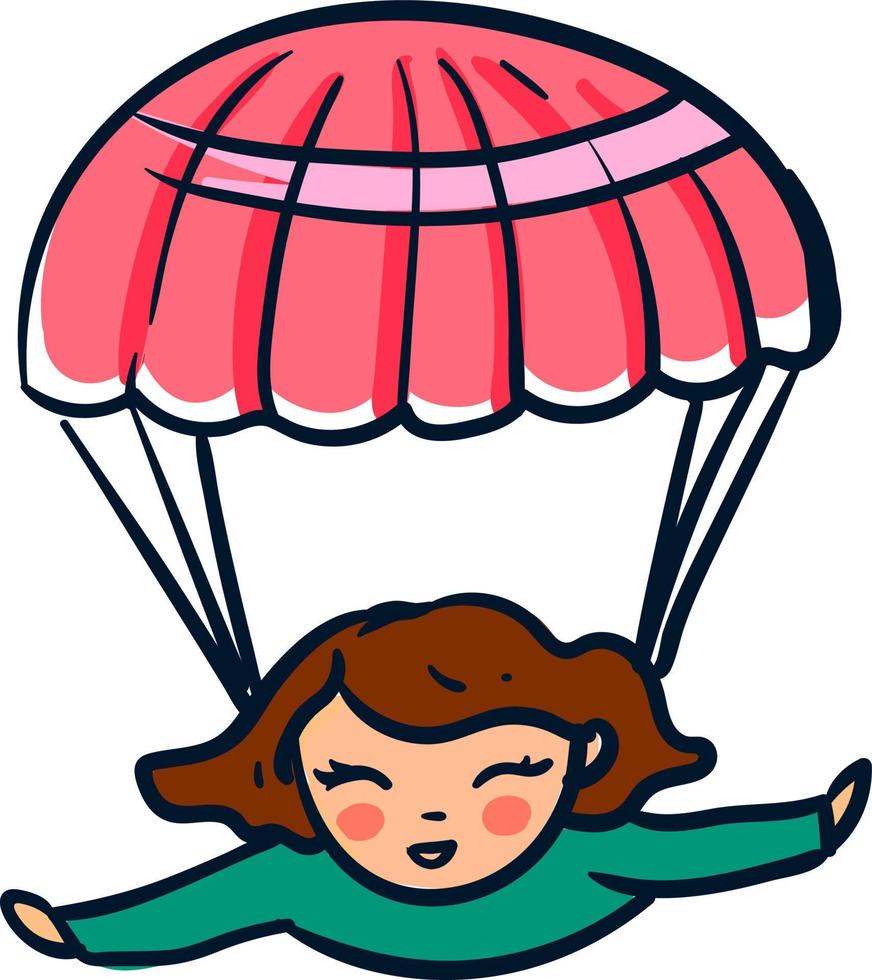 Pink parachute, illustration, vector on white background