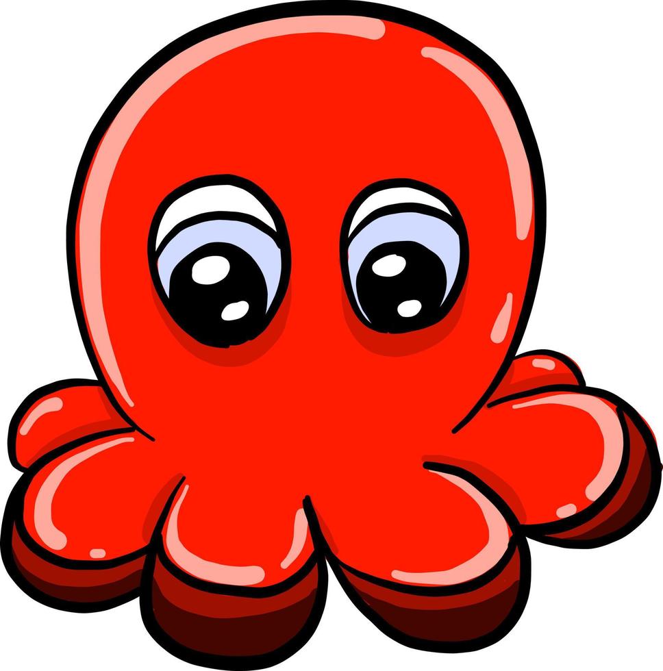 pulpo rojo, ilustración, vector sobre fondo blanco