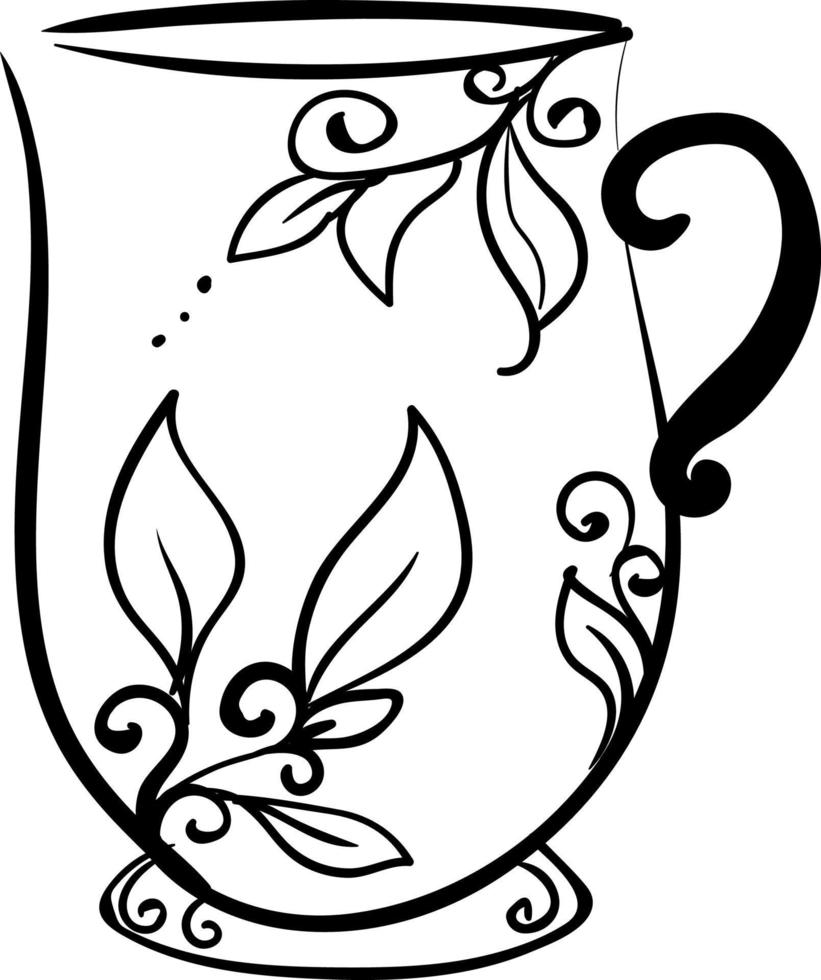 Decorative cup drawing, illustration, vector on white background.