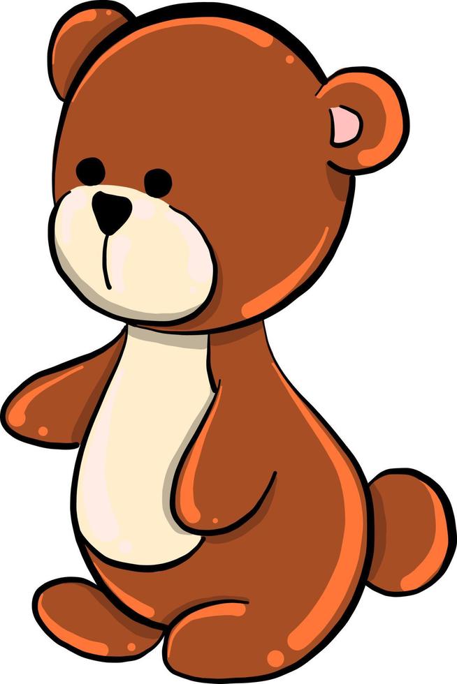 Brown teddy bear, illustration, vector on white background