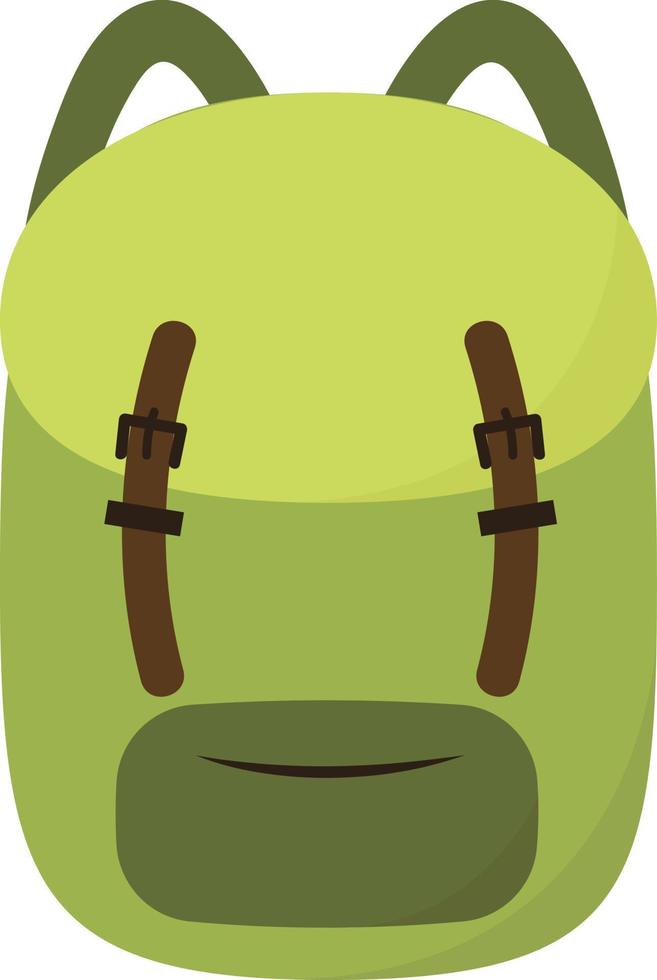 Green backpack, illustration, vector on white background.