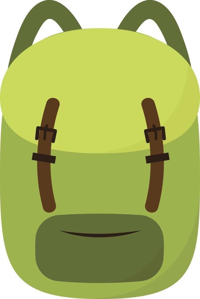 mochila verde, ilustración, vector sobre fondo blanco.