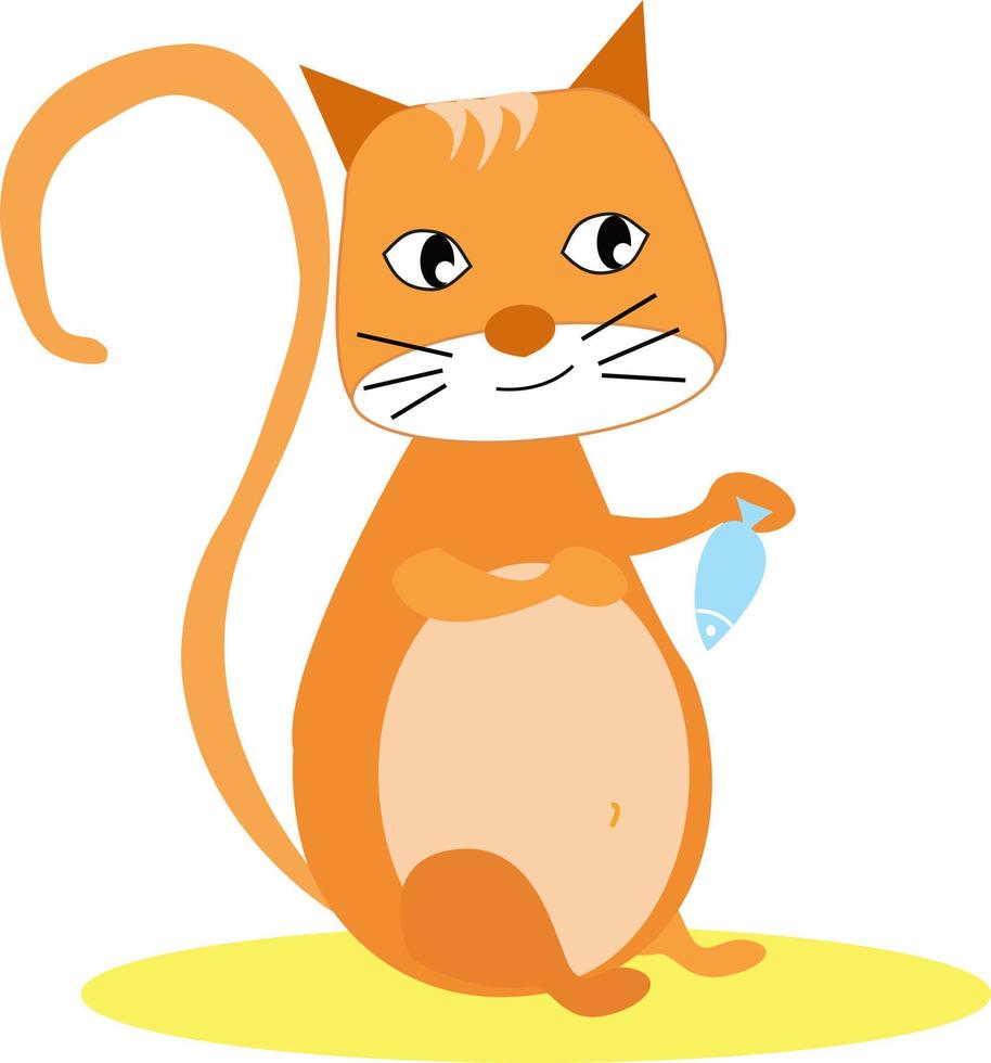 gato naranja, ilustración, vector sobre fondo blanco.