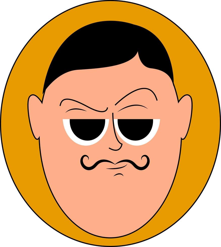 Man with long mustache, illustration, vector on white background.