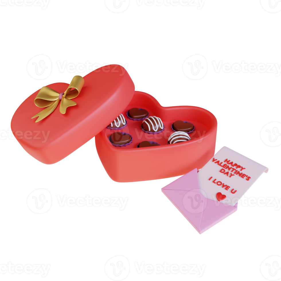 3d render valentine's chocolate png