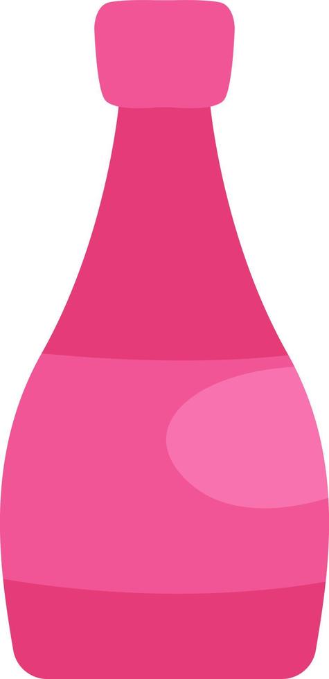 Botella de champán rosa, ilustración, vector sobre fondo blanco.