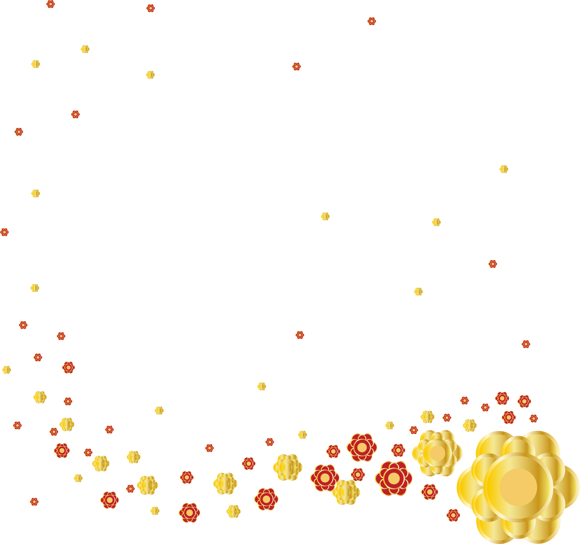 Traditional Gold Gradient Chinese Flowers. New Year Design Element