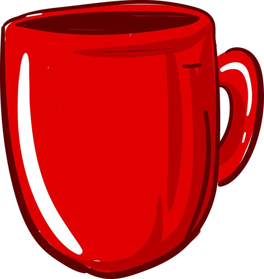 Red cup of coffee, illustration, vector on white background.