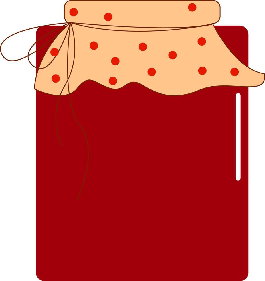 Jar of cherry jam, illustration, vector on white background.