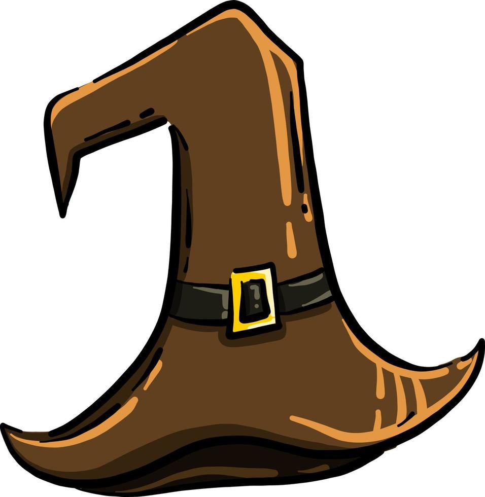 Brown wizard hat, illustration, vector on white background