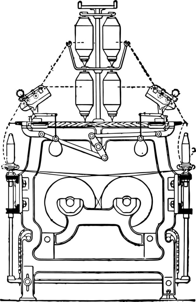 máquina de hilar, ilustración vintage. vector