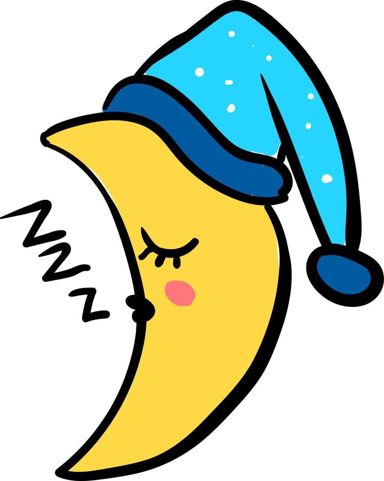 Sleeping moon, illustration, vector on white background.