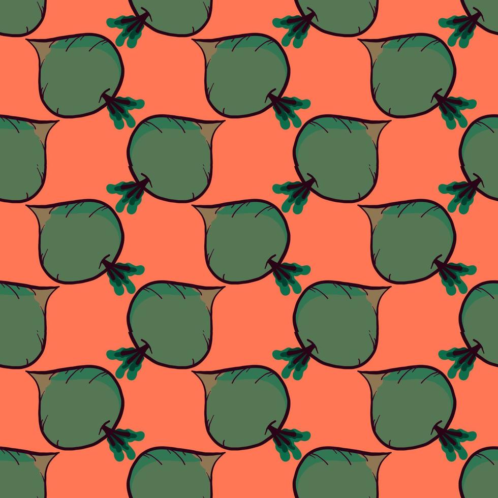 Radish pattern, seamless pattern on orange background. vector