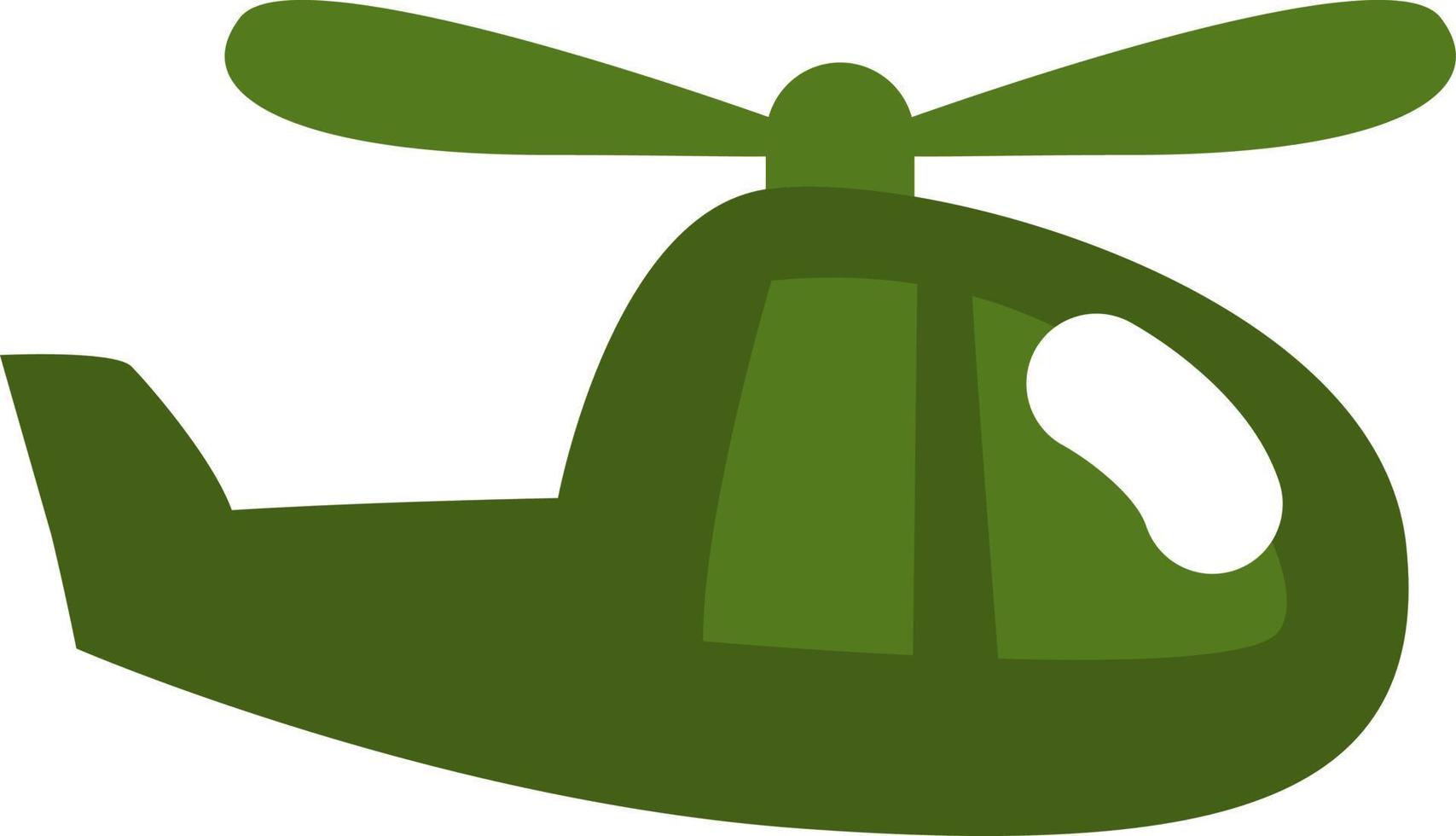 Helicóptero verde militar, ilustración, vector sobre fondo blanco.