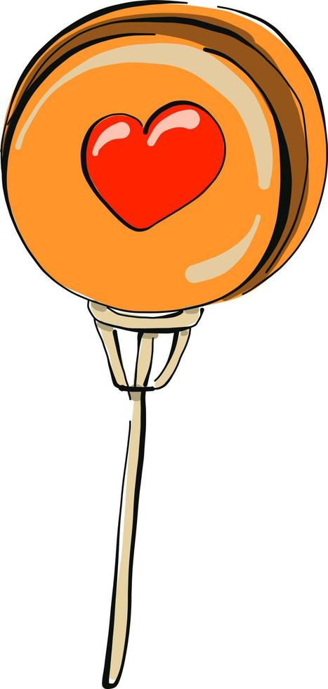 Orange balloon, illustration, vector on white background.