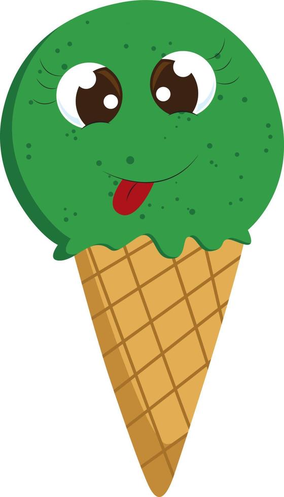 A happy green ice cream, vector or color illustration. 13825558 Vector