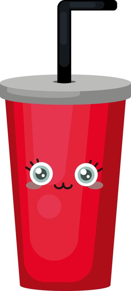 Happy red cup , illustration, vector on white background