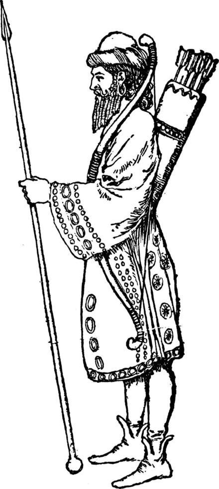 Persian Soldier, vintage illustration. vector