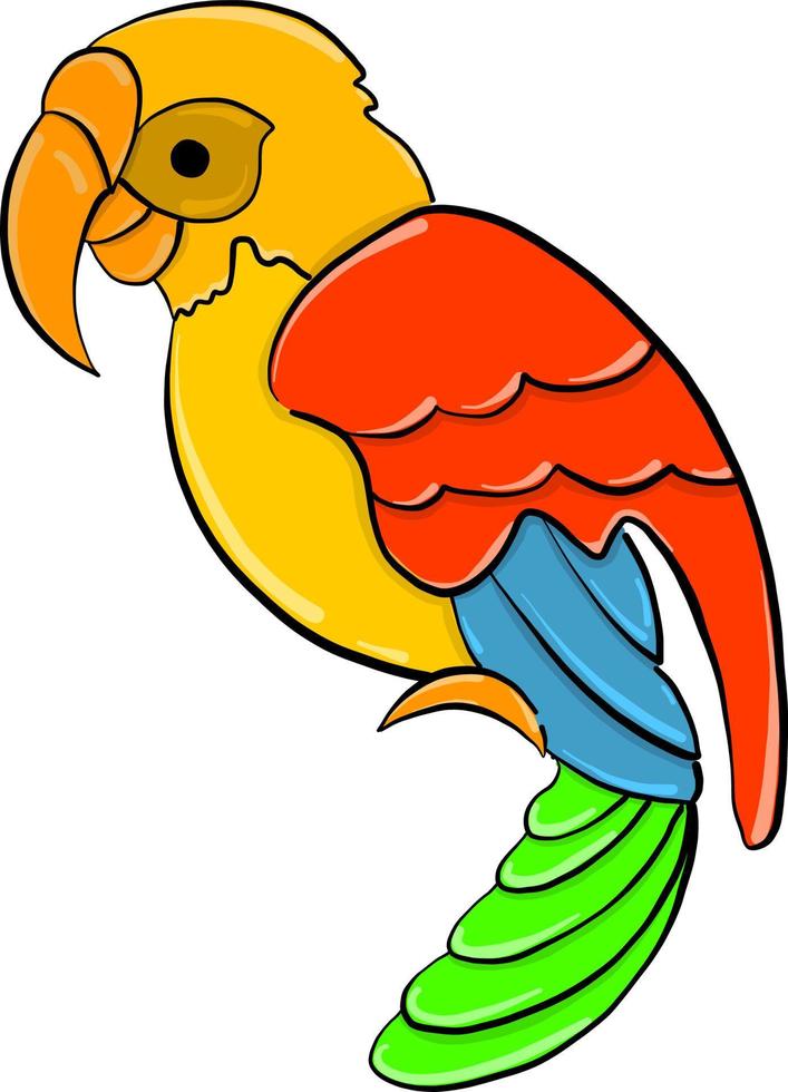 Colorful parrot, illustration, vector on white background