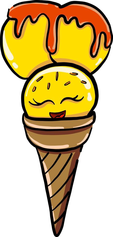 Yellow ice cream, illustration, vector on white background