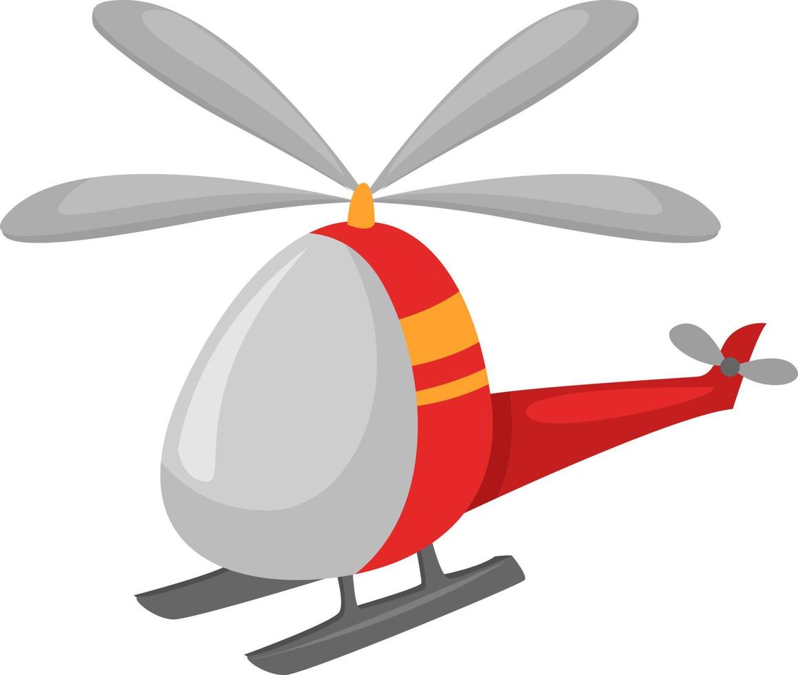 Helicóptero rojo, ilustración, vector sobre fondo blanco.