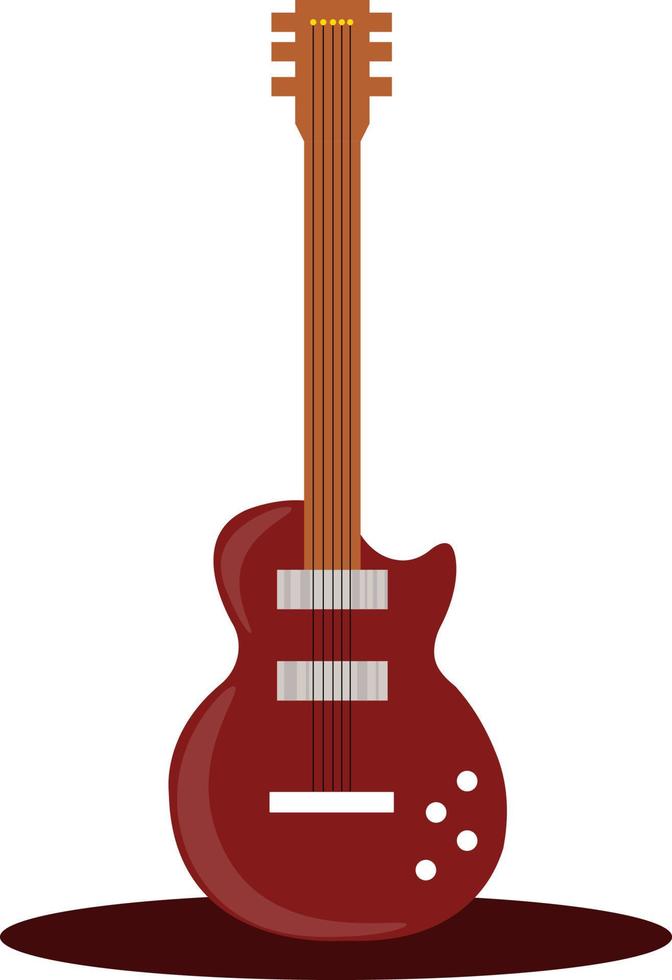 Red guitar, illustration, vector on white background.