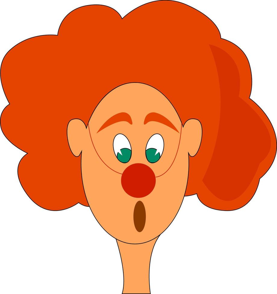 A clown with green eyes, vector or color illustration.