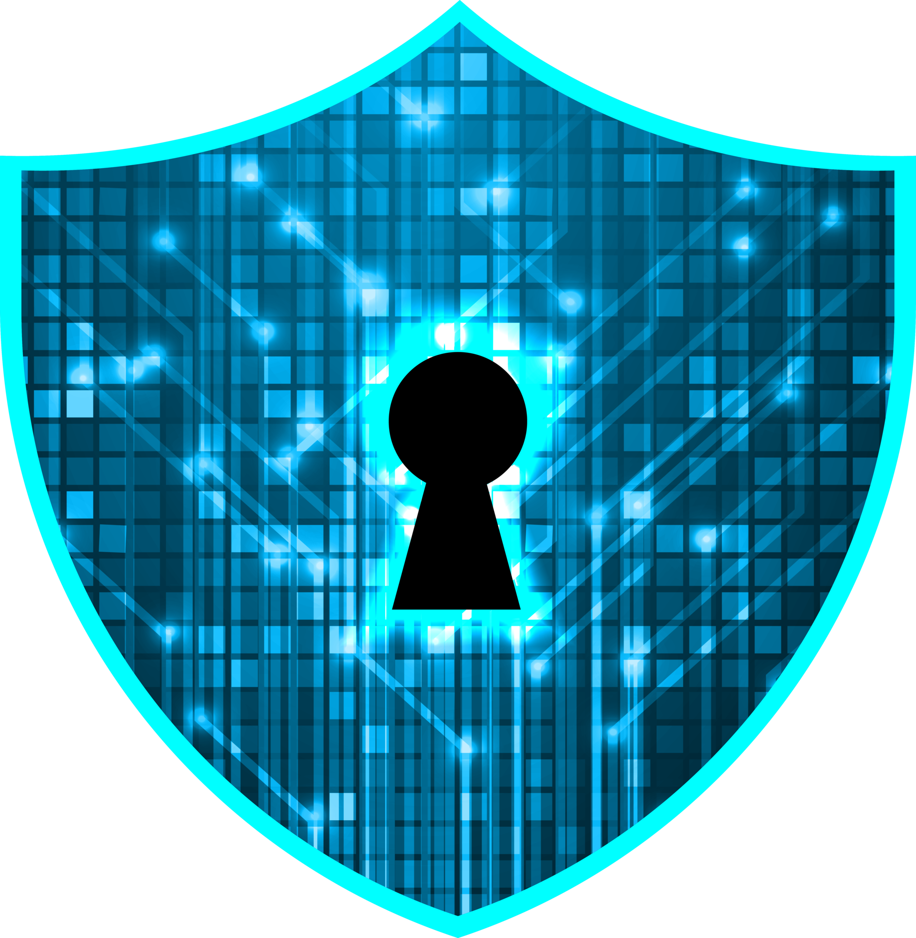 Cybersecurity lock on blue shield technology cropout 13825814 PNG