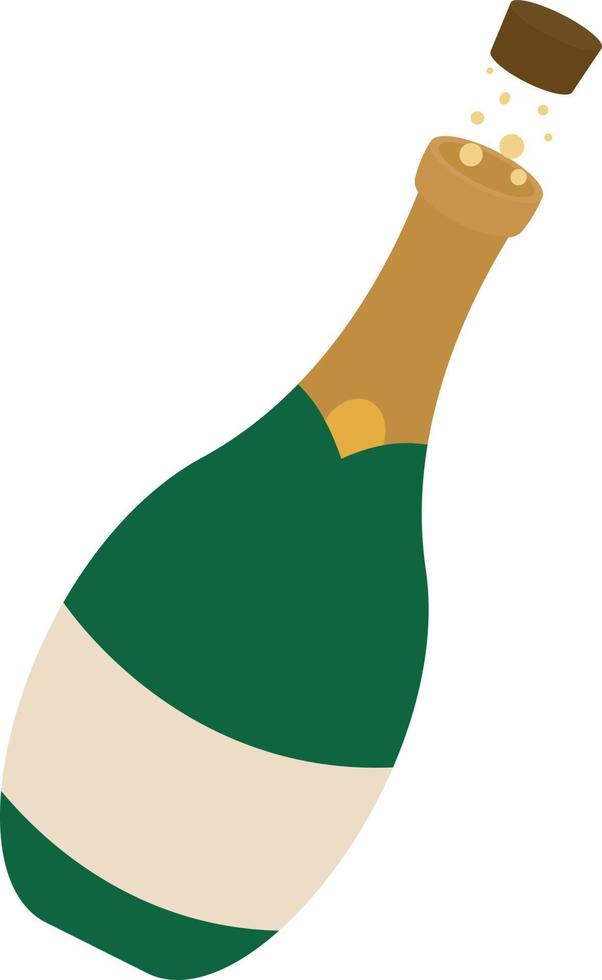 Champagne bottle, illustration, vector on white background.