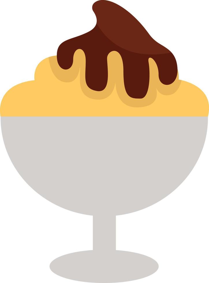 Vanilla ice cream with chocolate, icon illustration, vector on white background