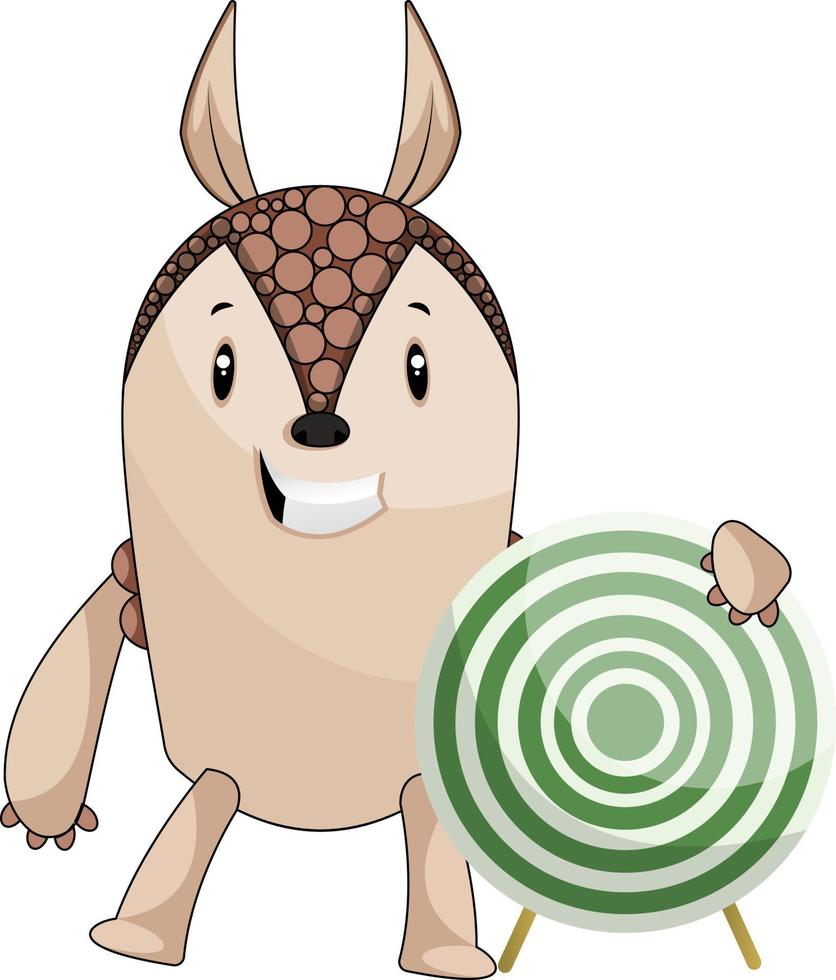 Armadillo with target, illustration, vector on white background.