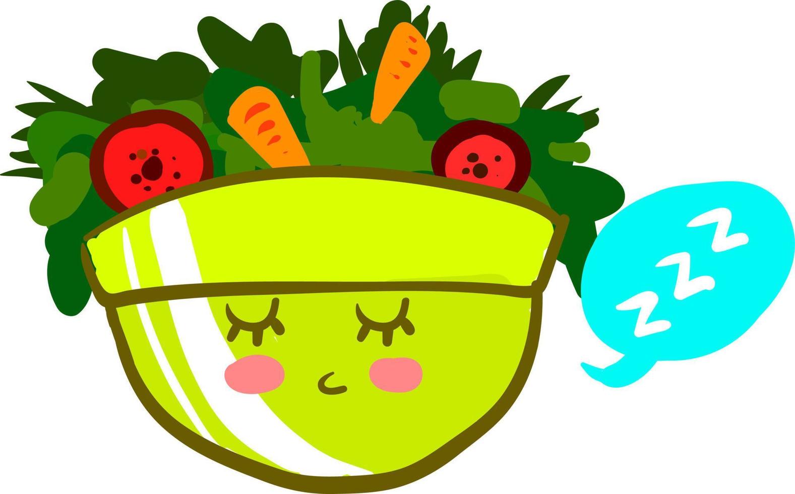 Sleeping salad, illustration, vector on white background.