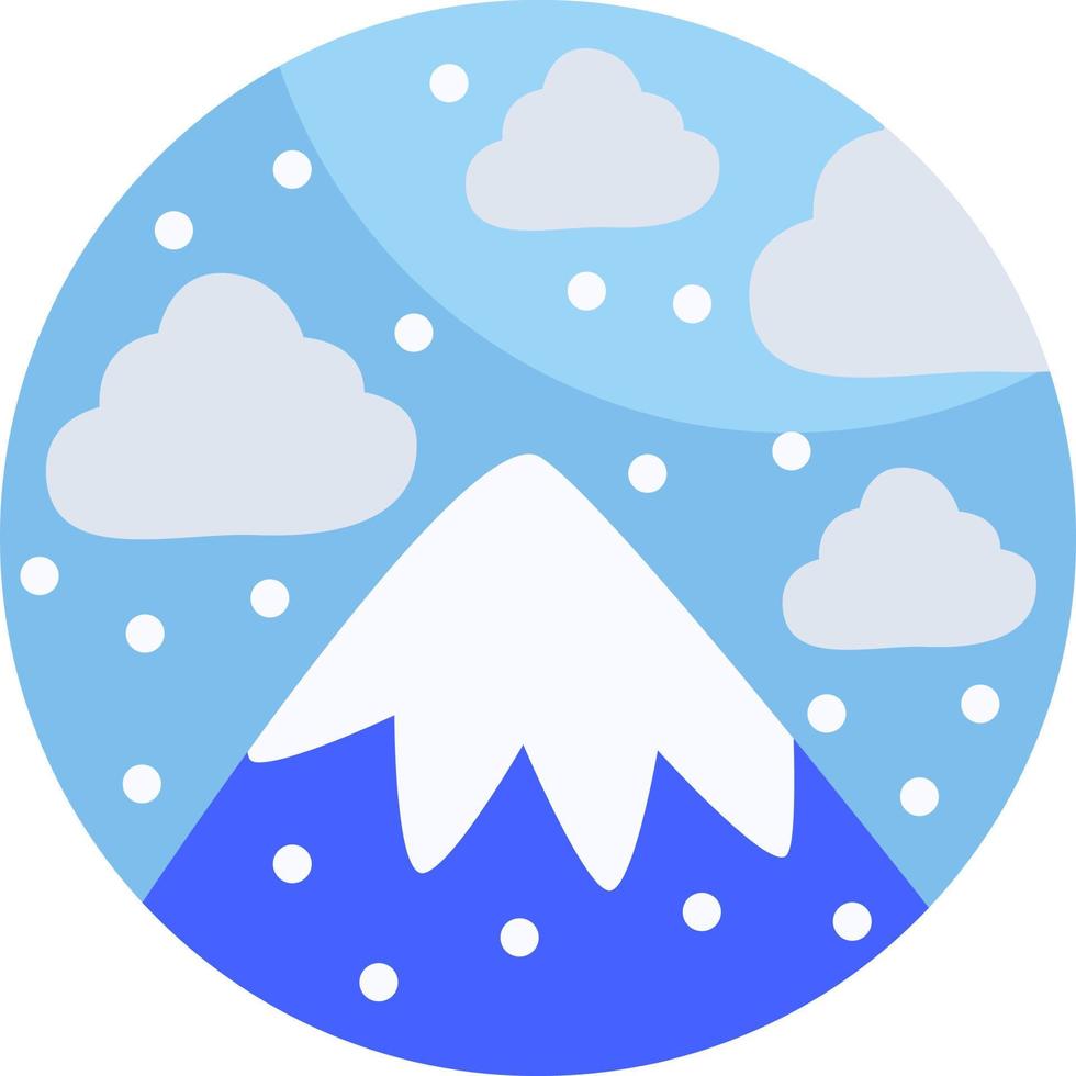 One mountain at day time covered in snow, illustration, vector, on a white background. vector