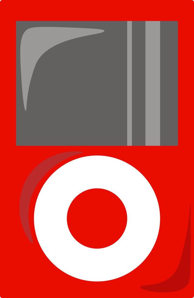 Reproductor de mp3 rojo, ilustración, vector sobre fondo blanco.