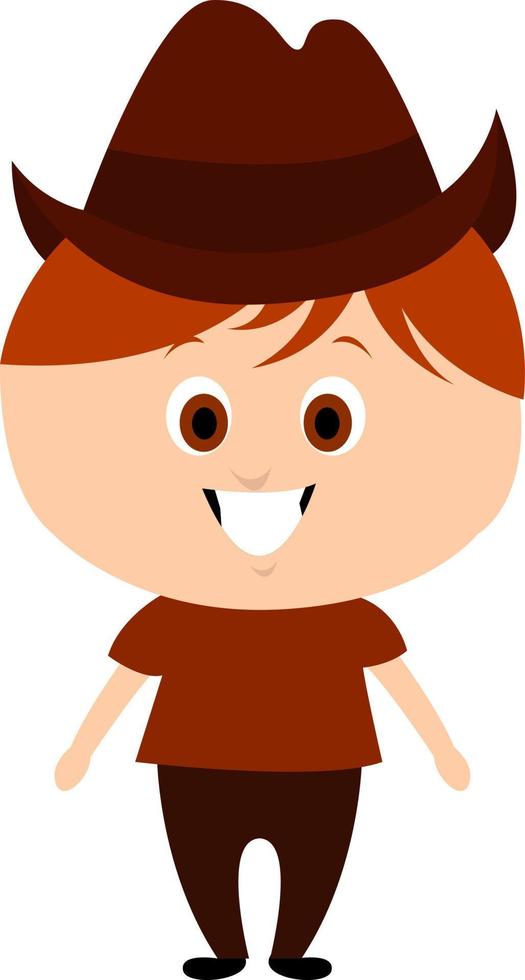 Little cowboy, illustration, vector on white background.