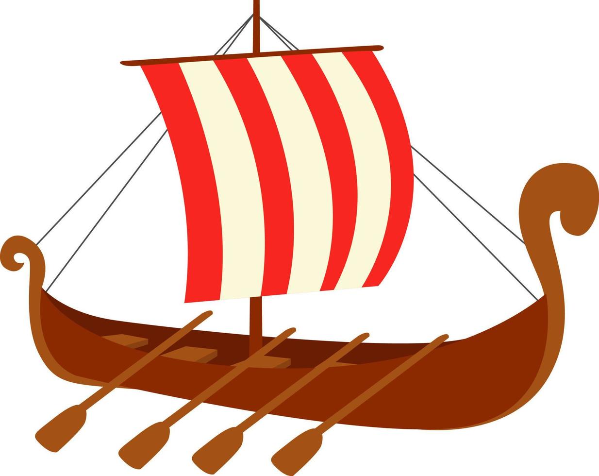 Viking boat, illustration, vector on white background