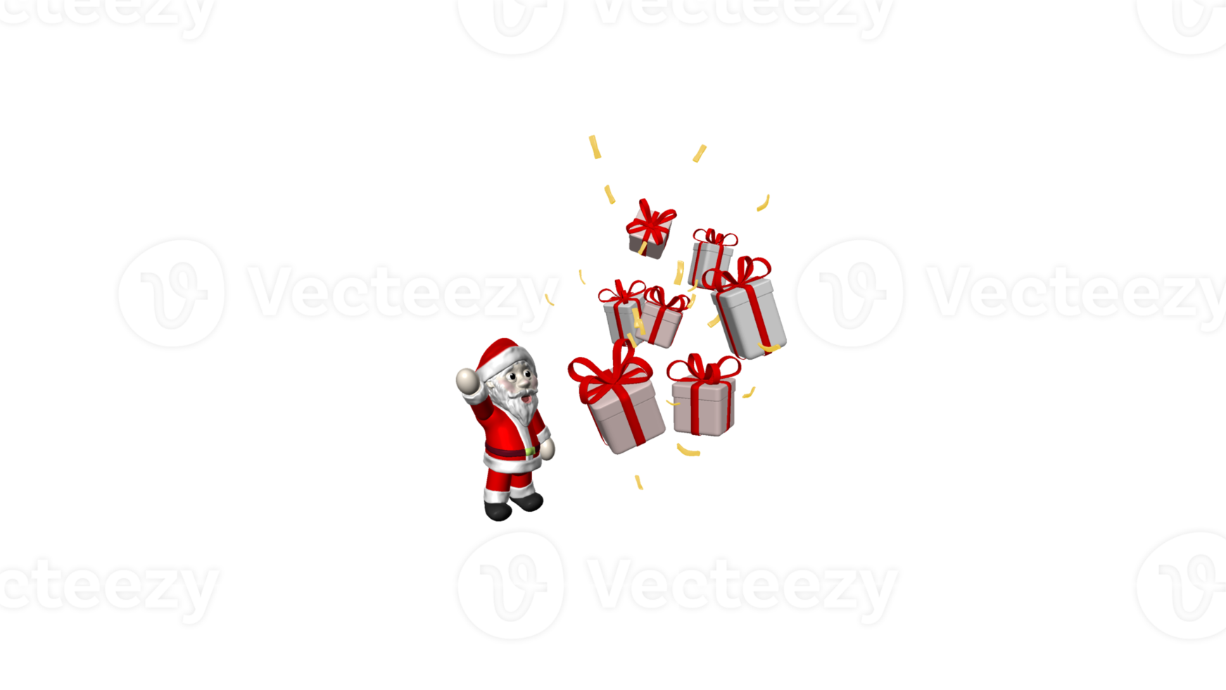 de kerstman en cadeaus vallen laten vallen 3d PNG