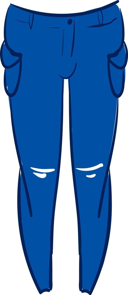 Blue long jeans, illustration, vector on white background.