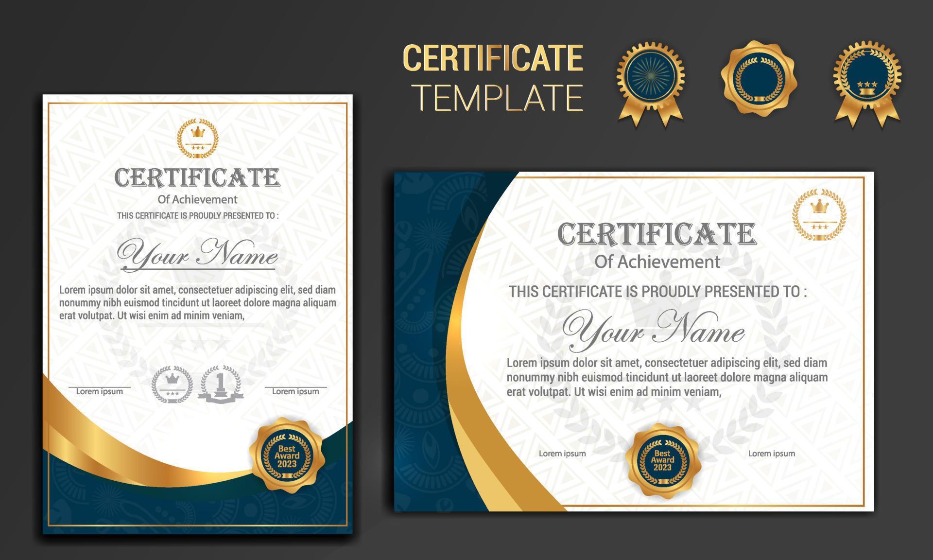 certificate-of-achievement-template-gold-and-blue-color-clean-modern