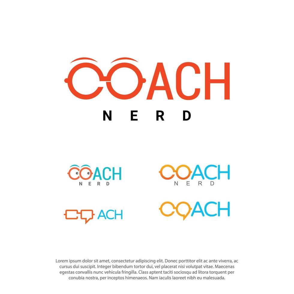 lettering coach with CO as glasses, logo set template, logo design vector