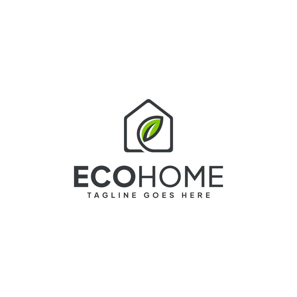 Home icon with green leaf vector logo design, eco-friendly home logo design, nature icon template