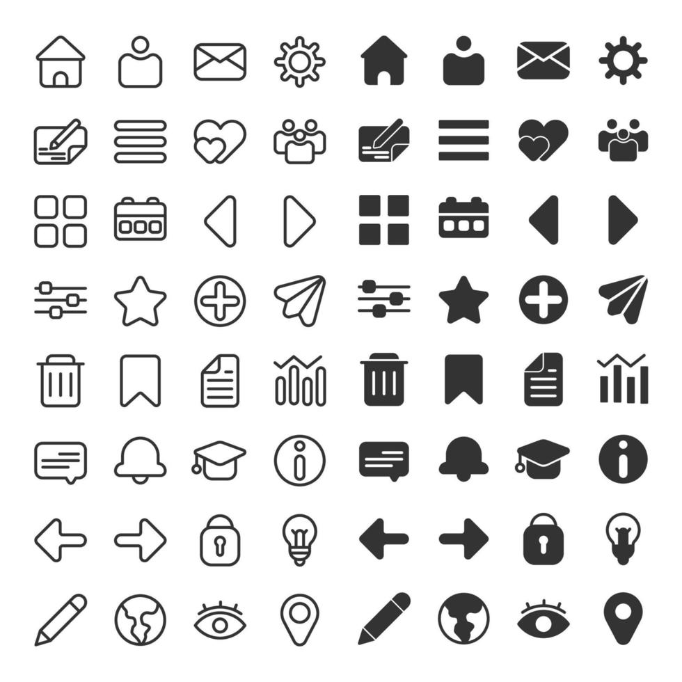 Outline and Solid Icons for Business vector