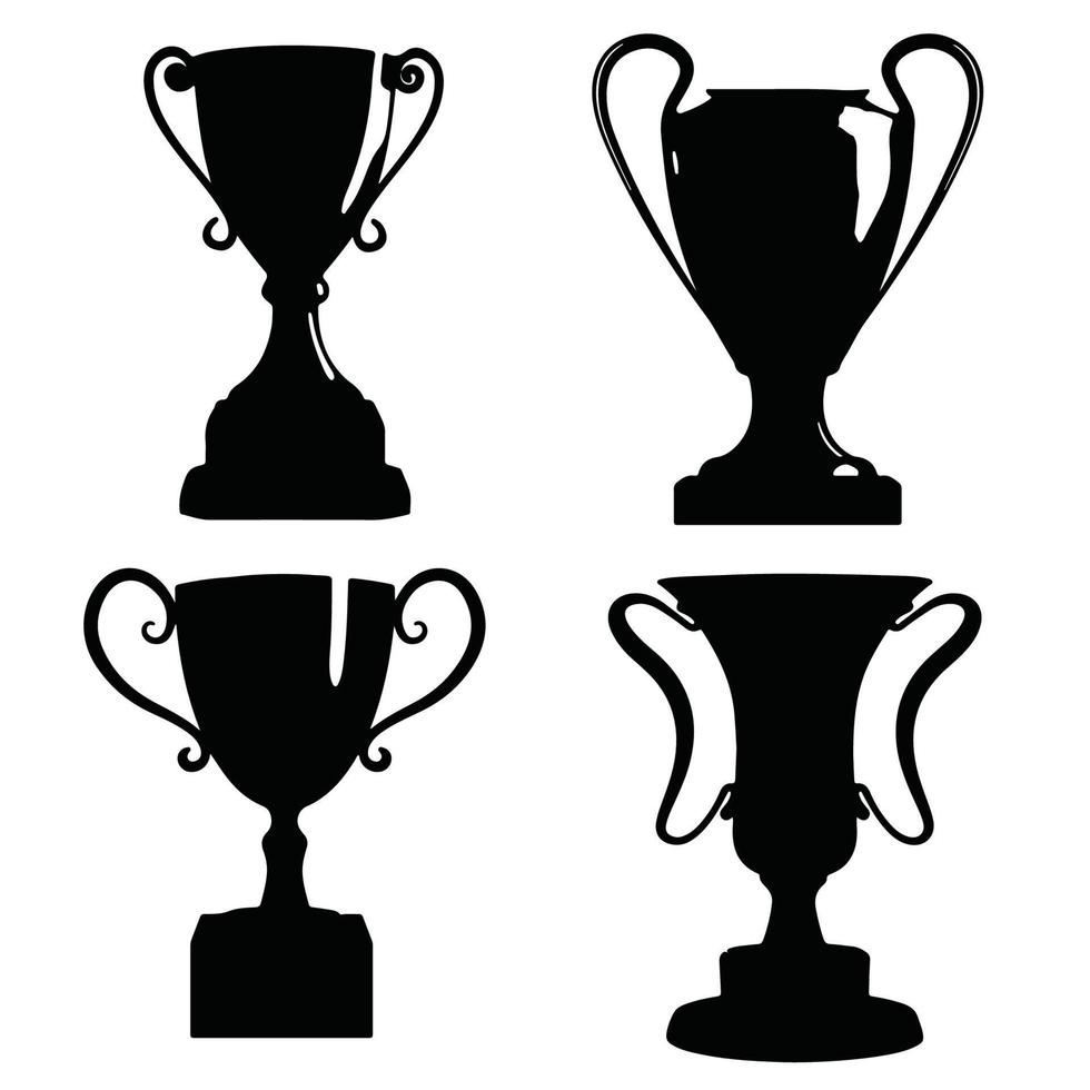 award trophy cup silhouette icon set vector design