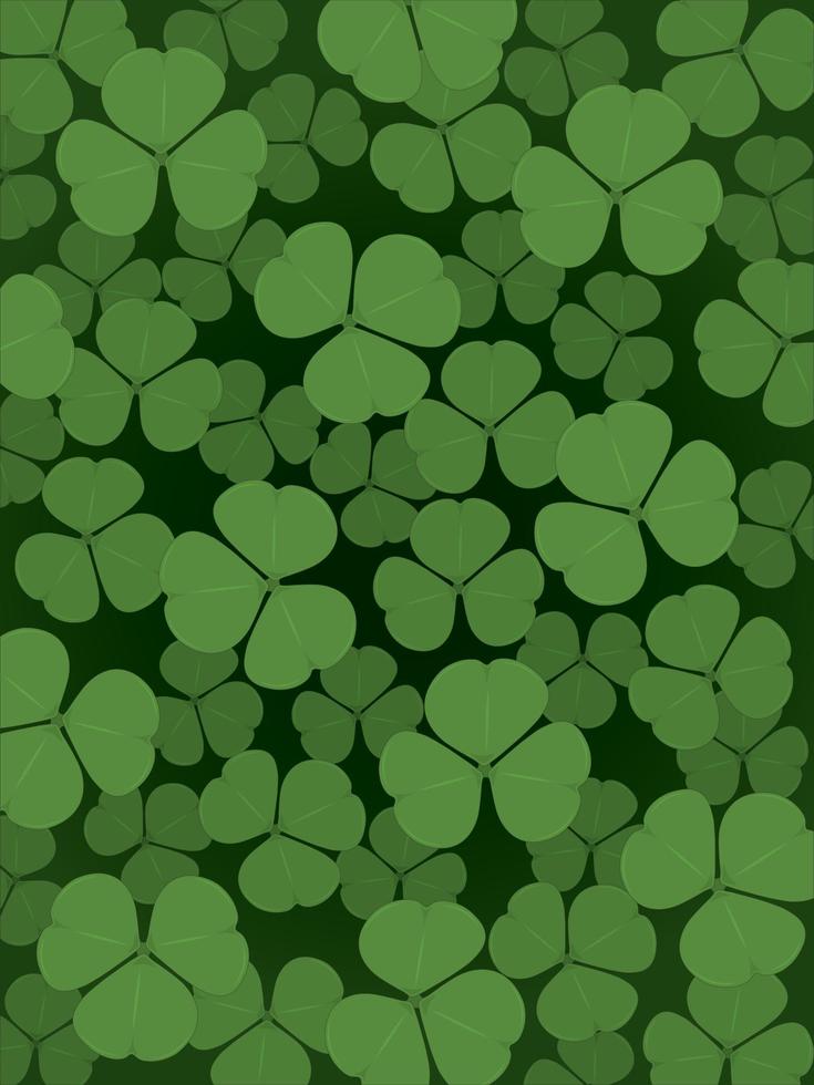 Saturated green clover leaves vertical background vector illustrartion
