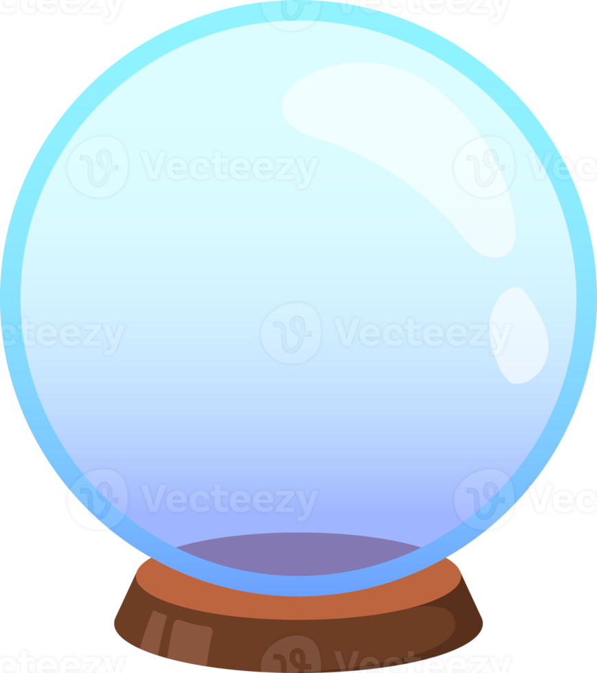 Empty snow globe. Magical ball. Colorful illustration on transparent background. png