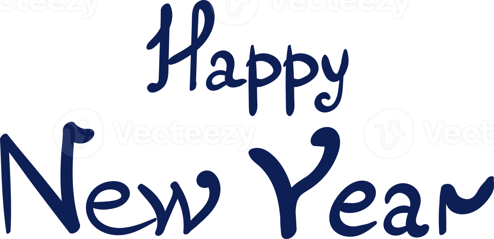 Happy New Year text for greeting card lettering. Holiday design on transparent background. png