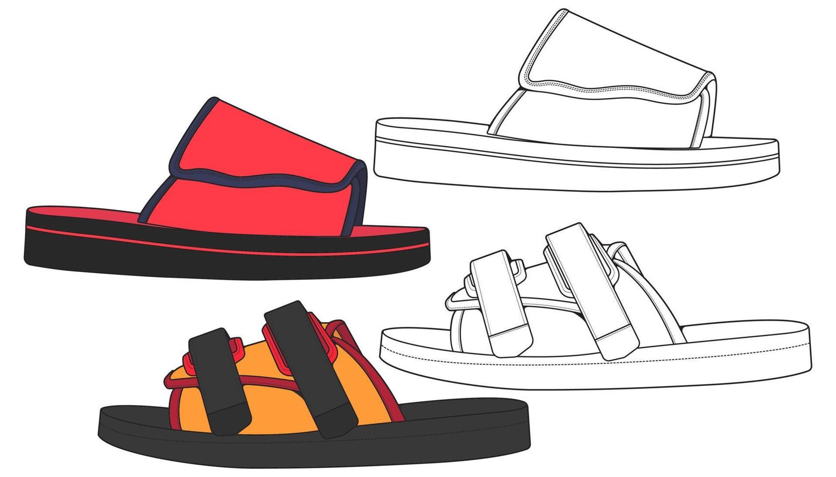 strap sandals drawing vector, strap sandals style, vector Illustration. with background