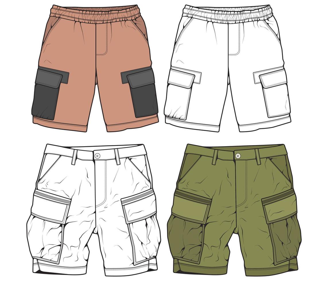 short pants drawing vector, short pants in a sketch style, trainers template, vector Illustration.