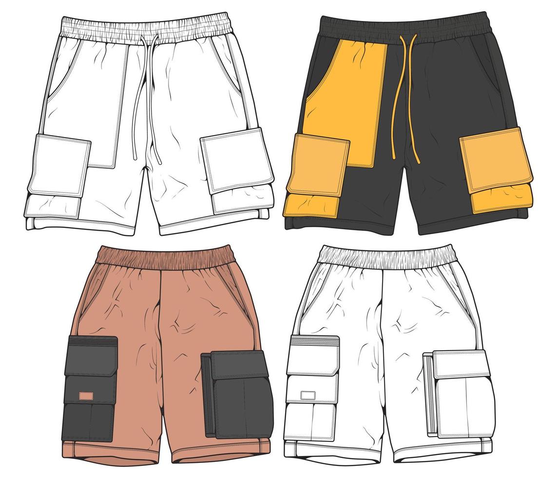 short pants drawing vector, short pants in a sketch style, trainers template, vector Illustration.