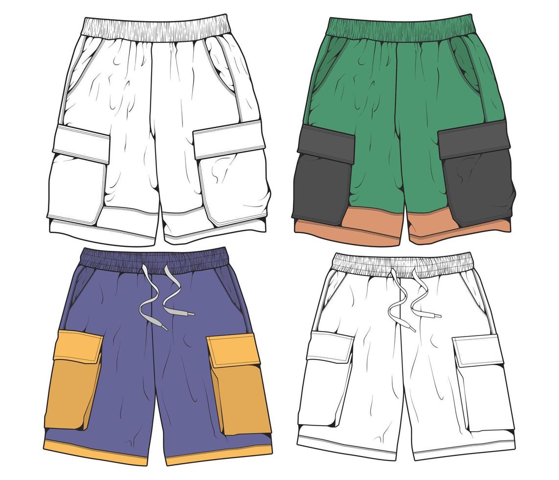 short pants drawing vector, short pants in a sketch style, trainers template, vector Illustration.